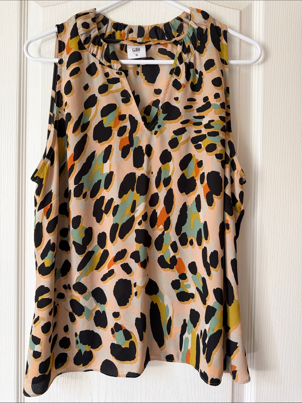 CAbi Multicolor Leopard-Print Sleeveless Top - Beige, Black, Green, Orange